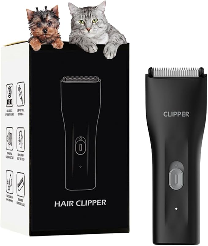 Dog Grooming Cilppers,Handy & Powerful Pet Electric Hair Trimmer Kits Waterproof Cordless Rechargeable Grooming Shavers for Small Dogs and Cats Black