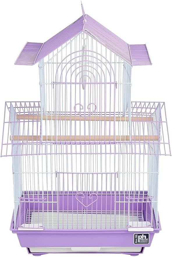 Rustic Retreat Bird Cage with Natural Wood Accents, Durable Metal Construction, Spacious Interior, and Comfortable Features for Birds' Pink