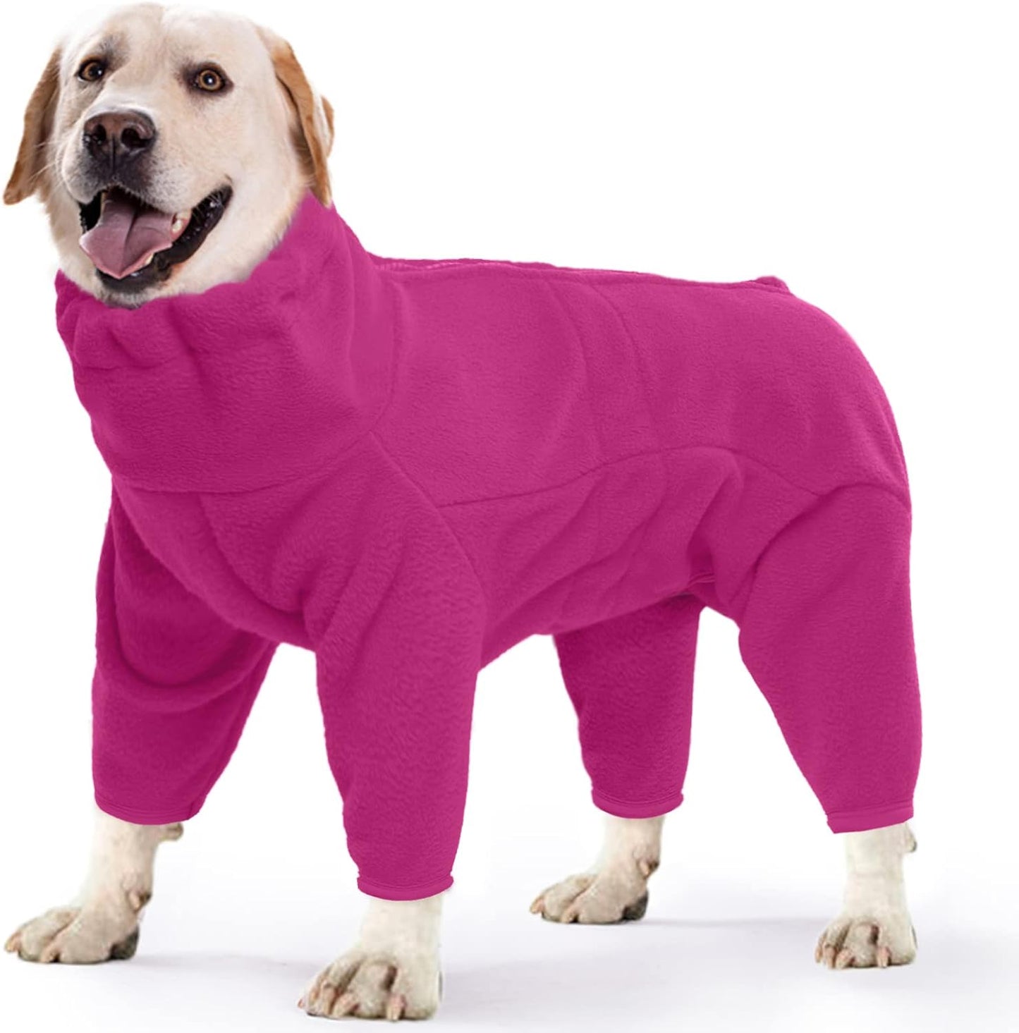 ROZKITCH Dog Winter Coat Soft Fleece Pullover Pajamas, Pet Windproof Warm Cold Weather Jacket Vest Cozy Jumpsuit Apparel Outfit Clothes for Small Medium Large Dog Walking Hiking Sleep Pink 4XL