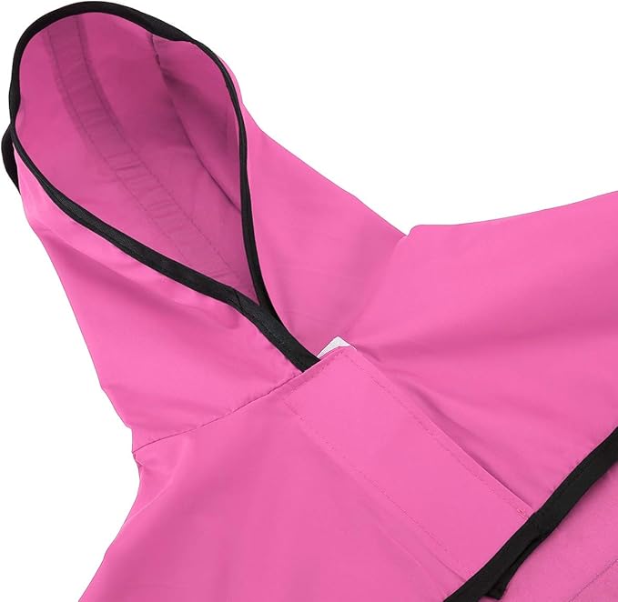 HDE Dog Raincoat Jacket Reflective Adjustable Hooded Pet Poncho Rain Coat with Leash Hole for Small to X-Large Dogs Pink - S