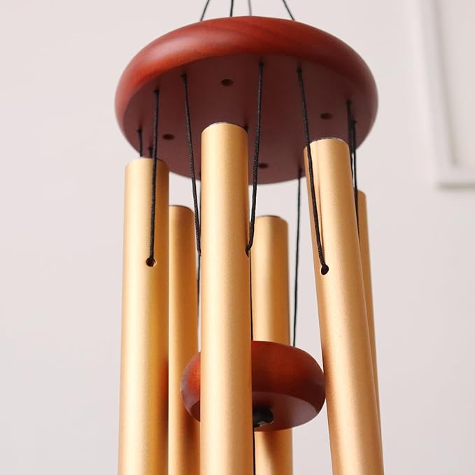 Personalized Pet Memorial Wind Chimes Outside Garden Decor, 32 inch 37 inch Large-Sized Wind Chimes, Custom Sympathy Gift for Loss of Dog Cat (Golden)