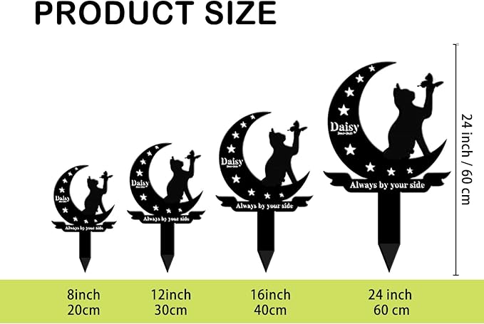 Custom Cat Grave Marker Cat Burial Stake, Personalized Butterfly Flowers Cat Memorial Garden Stake, Metal Cat Memorial Plaque for Outdoors, Customized Pet Headstone