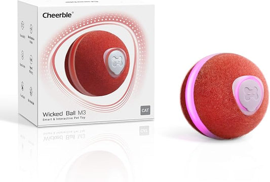 Cheerble Interactive Cat Ball Toy, Wicked Ball M3, Automatic Moving Smart Anti-Depression Pet Toy Fun Gift with Light