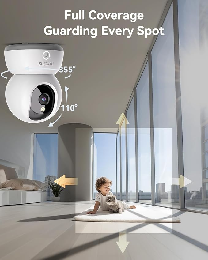 blurams 2K Indoor Camera, Cameras for Home Security with One-Touch Call, Home Camera w/Color Night Vision, Motion Tracking, Cloud & SD Card Storage (2Pack)