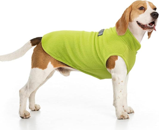 BEAUTYZOO Dog Fleece Vest Sweater Winter Jacket for Small and Medium Large Dogs with D-Ring Leash Cold Weather Coat Hoodie for XS S M Dogs Boy or Girls, Green XL