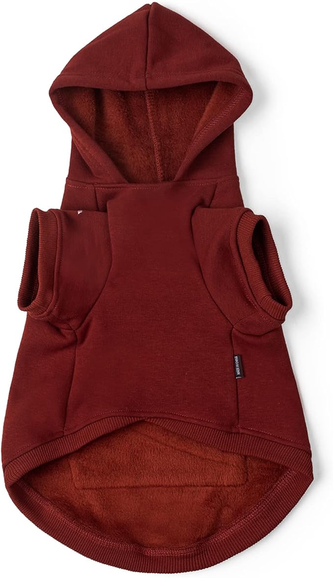 Koneseve Dog Hoodie Fleece Puppy Clothes Warm Sweater with Hat for Small Medium Dogs Cat Hooded Shirt Kitten Pet Basic Sweatshirt with Pocket Doggie Soft Winter Coat Apparel (Red; 3XL)