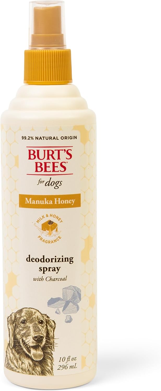 Burt’s Bees for Pets Deodorizing Dog Spray with Manuka Honey and Charcoal for Dogs - Naturally Derived Ingredients, Formulated Without Artificial Fragrances, Sulfates, Colorants, 10 Fl Oz