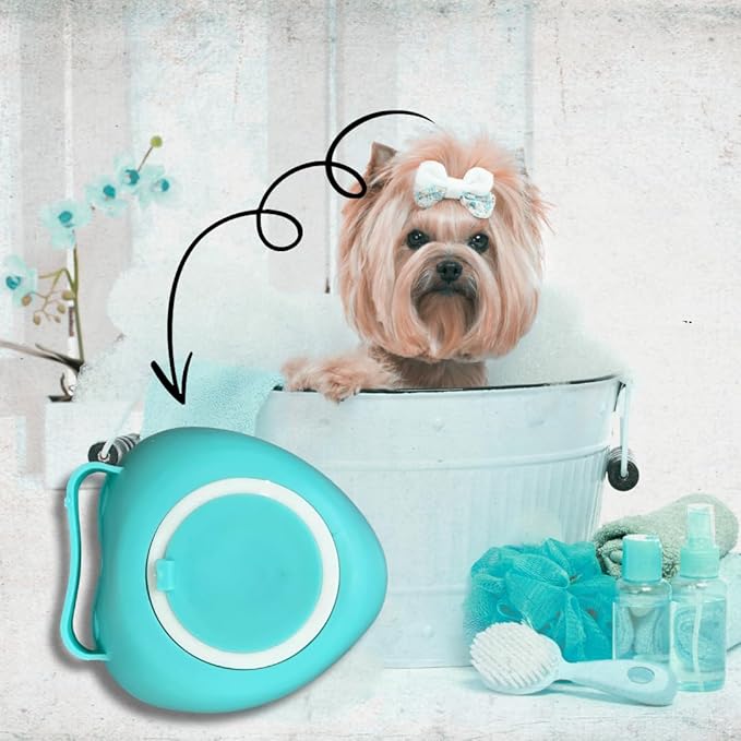 Dog & Cat Bath Brush with Built-In Shampoo Dispenser - 2-in-1 Silicone Pet Grooming Massage Brush for Anxiety Relief & Deep Cleaning - Luxury Spa Treatment (Yellow)