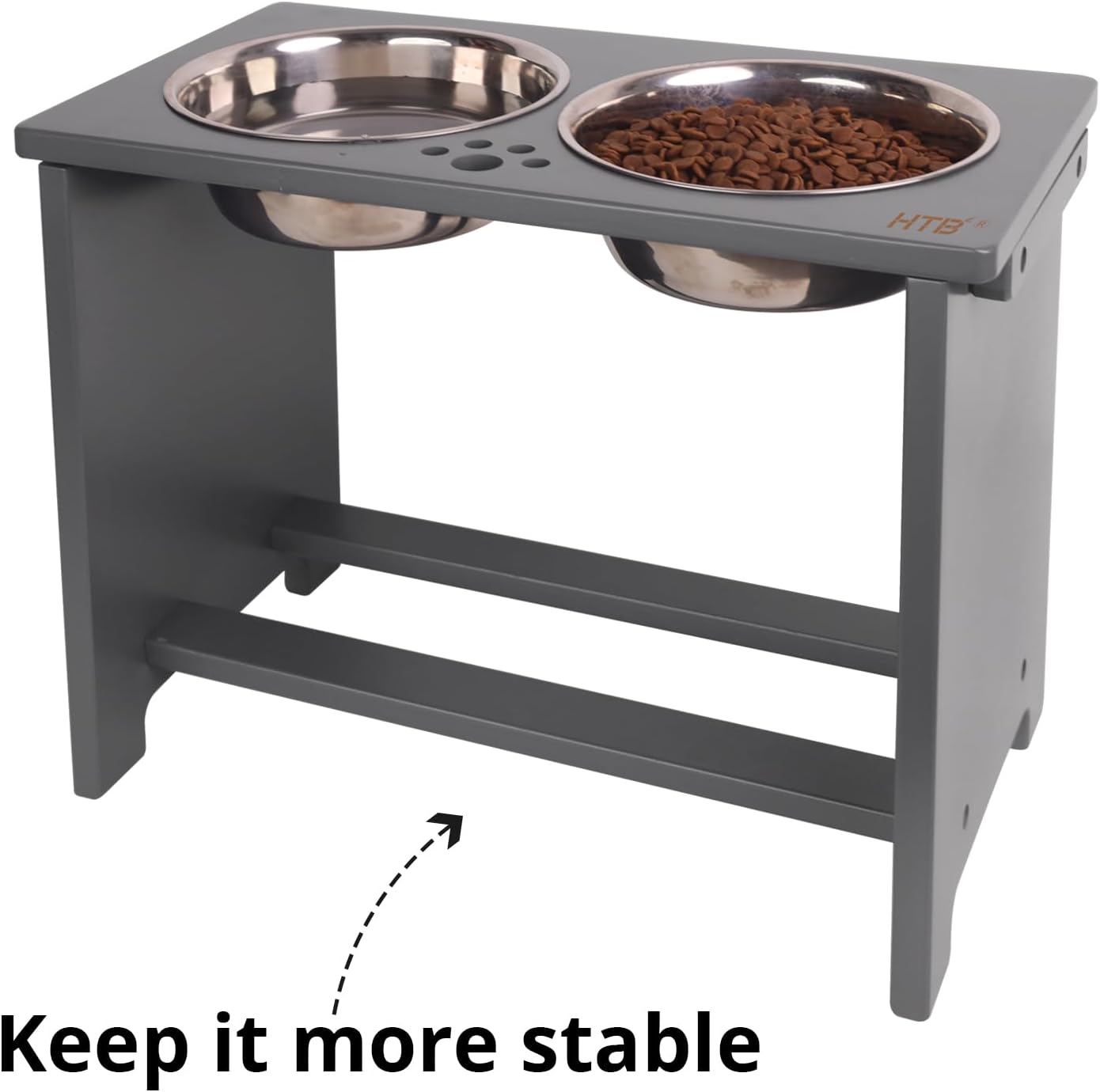 HTB Elevated Dog Bowls,Raised Dog Bowl Stand with 2 Stainless Steel Bowls,Elevated Raised DogBowls for Large Medium Small Sized Dogs