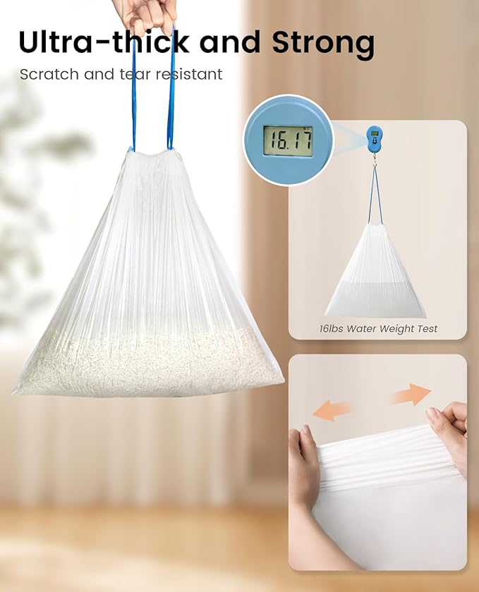 Cat Litter Box Liners-60 Count, Drawstring Cat Litter Waste Receptacles Bags for LELO ELVES LMSP-10-18" x 18"