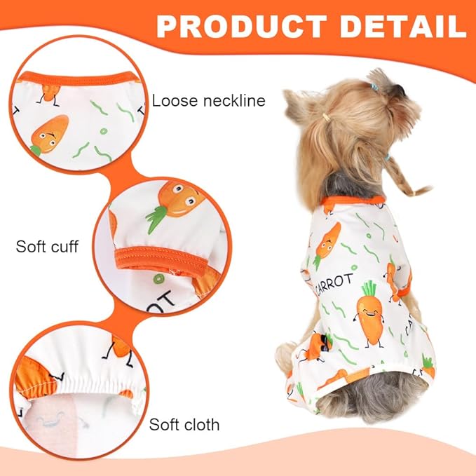 Dog Pajamas for Small Dogs Boy Girl, Dog Clothes Tiny Chihuahua Yorkie Spring Summer Shirt, Cute Puppy Outfit Pjs Jumpsuit Cat Onesie Apparel Pet Clothes