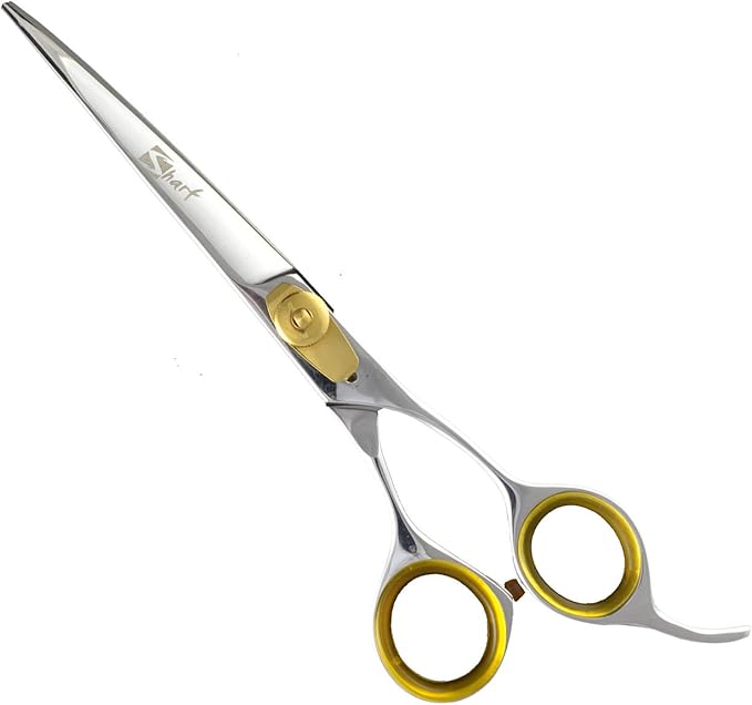 Sharf Professional Pet Shears Kit: Gold Touch Dog Grooming 7.5 Inch Curved Shear & 7.5 Inch Straight Scissors | Must-Have Groomers & Home Groomer Scissors Set