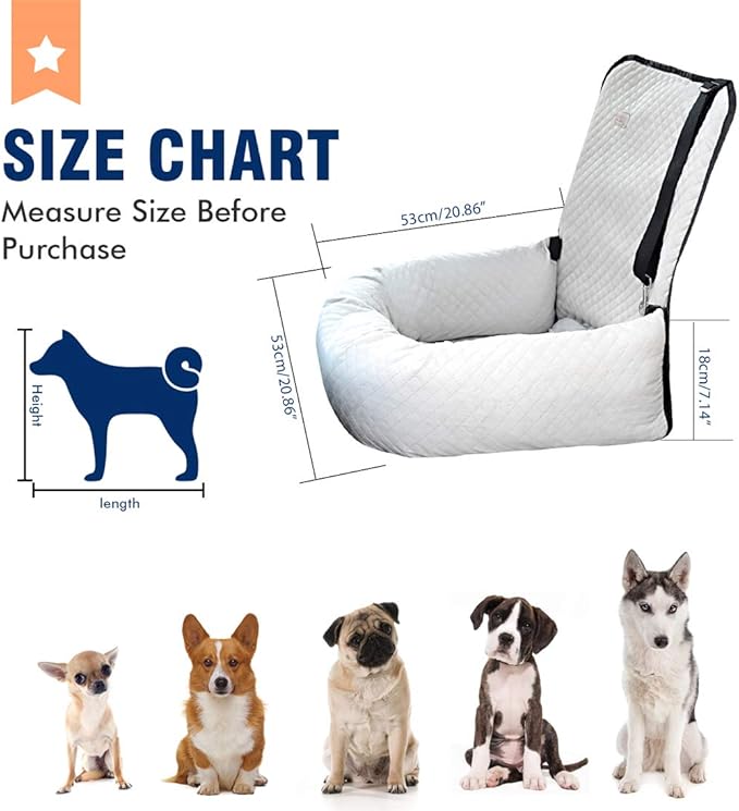 Dog Car Seat Pet Booster Seat Pet Travel Safety Car Seat,The Dog seat Made of Materials is Safe and Comfortable, and can be Disassembled for Easy Cleaning (Off White)