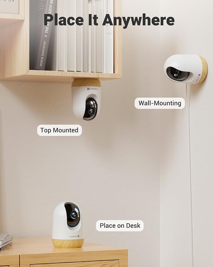 MUBVIEW 5G WiFi Indoor Security Camera No Subscription, Pet Camera with Phone App, Baby Monitor WiFi Smartphone, 2K Night Vision Pan-Tilt Dog Cam, Auto Tracking, 2-Way Audio, SD or Cloud Storage