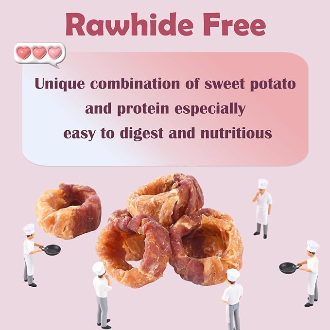 ASMPET Dog Treats, Chicken & Duck Wrapped Sweet Potato Donut, Gluten and Grain Free