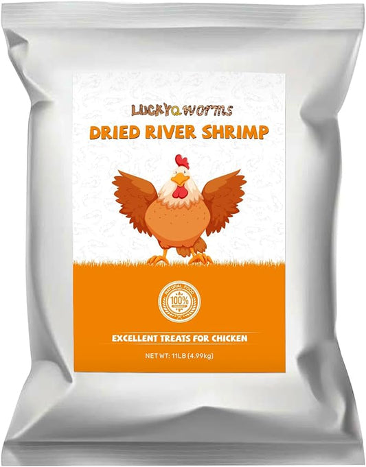 Dried River Shrimp 11lb High Protein Freeze Red Dried Shrimp All Natural Treat for Chicken, Turtles, Reptiles, Fish & Poultry, Perfect for Aquariums, Ponds, Backyard Chickens and Birds