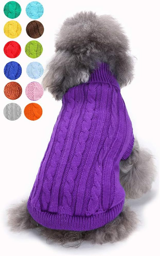 Dog Sweater for Small, Medium, Large Dogs - Warm Winter Turtleneck Pet Clothes for Girls, Boys, Puppies, Cats - Cute Classic Christmas Coat