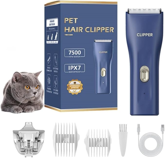 Dog Grooming Cilppers,Handy & Powerful Pet Electric Hair Trimmer Kits Waterproof Cordless Rechargeable Grooming Shavers for Small Dogs and Cats