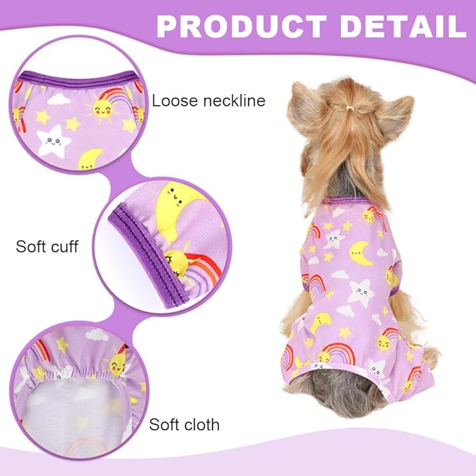 Dog Pajamas for Small Dogs Boy Girl, Dog Clothes Tiny Chihuahua Yorkie Spring Summer Shirt, Cute Puppy Outfit Pjs Jumpsuit Cat Onesie Apparel Pet Clothes