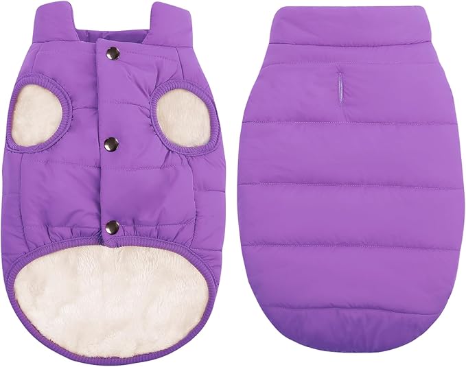ASENKU Dog Winter Coat - Waterproof Windproof Dog Jacket, Warm Snowproof Doggie Puffer Vest for Cold Weather, Lightweight Snow Coats for Small Medium Large Dogs (Purple, 3XL)