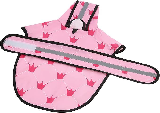 HDE Dog Raincoat Jacket Reflective Adjustable Hooded Pet Poncho Rain Coat with Leash Hole for Small to X-Large Dogs Princess - XL