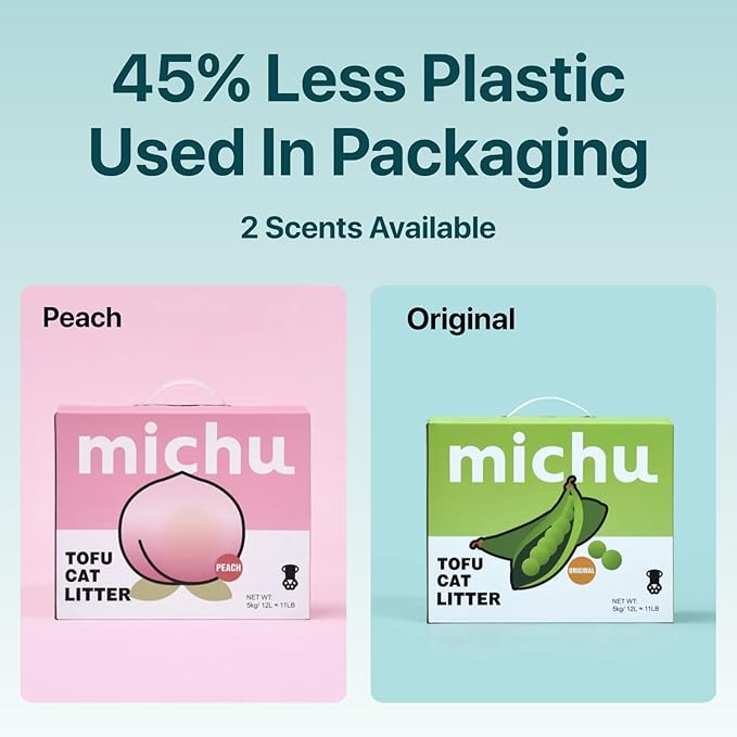 Tofu Cat Litter Gen3 – 100% Natural & Biodegradable Clumping Formula, Fast-Clumping, Odor-Control, Flushable, Low-Tracking, Dust-Free – Value Box, 1 Box=11 lb, Original