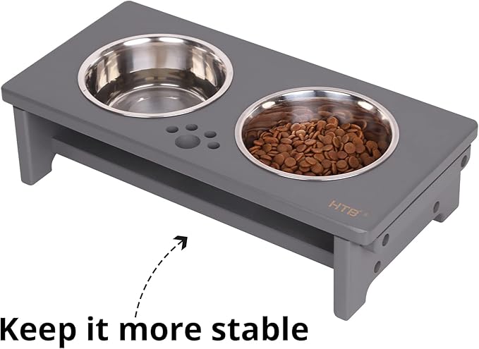 HTB Elevated Dog Bowls,Raised Dog Bowl Stand with 2 Stainless Steel Bowls,Elevated Raised Pets Bowls for Large Medium Small Sized Dogs