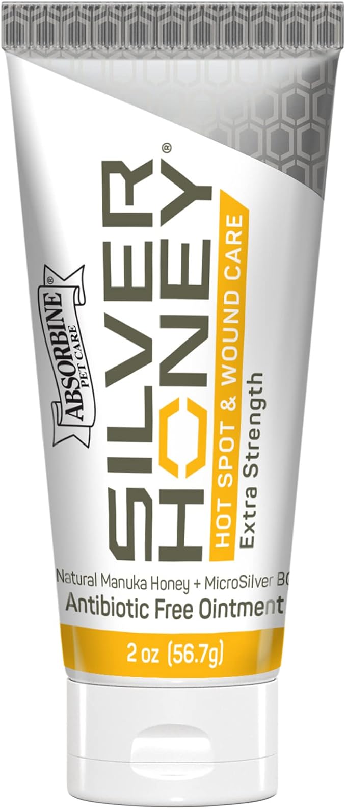 Absorbine Silver Honey Hot Spot & Wound Care Ointment 2oz Tube, Manuka Honey & MicroSilver BG, Medicated for Dogs, Cats, Small Animals