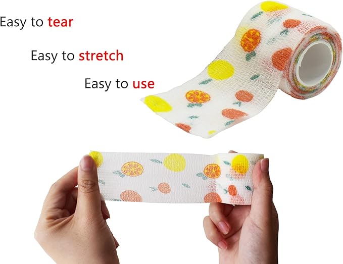 Vet Tape wrap, wrap Bandage 2 inch 6 Rolls,Adhesive wrap Bandage for The Person or The Pets (cat,Dogs,Horse and Other Animal) who was injure or Have Wounds (Fruits 6pcs) Vukayo001