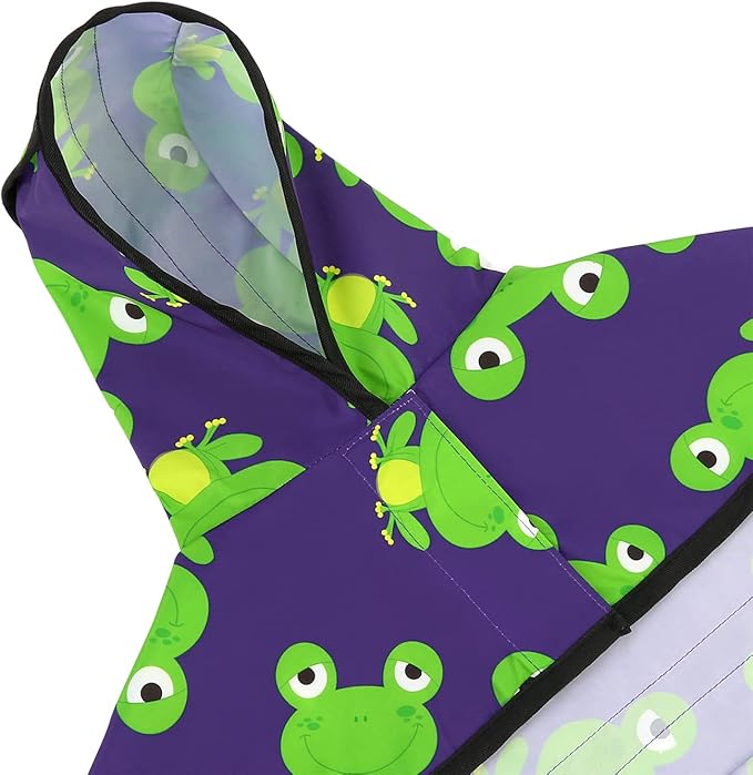 HDE Dog Raincoat Jacket Reflective Adjustable Hooded Pet Poncho Rain Coat with Leash Hole for Small to X-Large Dogs Frogs - L