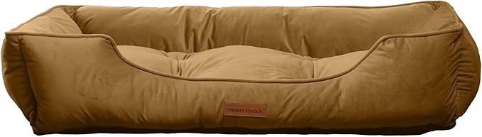 Modern Threads Luxury Dog Bed - Comfortable Tufted Velvet Cushion for Small to Large Dogs - Machine Washable - Durable & Cute Sleep Space for Pets - Pamper Your Pet with Cozy Beds - Caramel