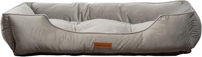 Modern Threads Luxury Dog Bed - Comfortable Tufted Velvet Cushion for Small to Large Dogs - Machine Washable - Durable & Cute Sleep Space for Pets - Pamper Your Pet with Cozy Beds - Light Grey