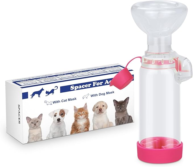 Chamber for Pets Inhaler Spacer for Cat or Dog Handheld Spacer for Giving Medicine to Your Pet with Exclusive Breathing Indicator (for Cat(Pink))