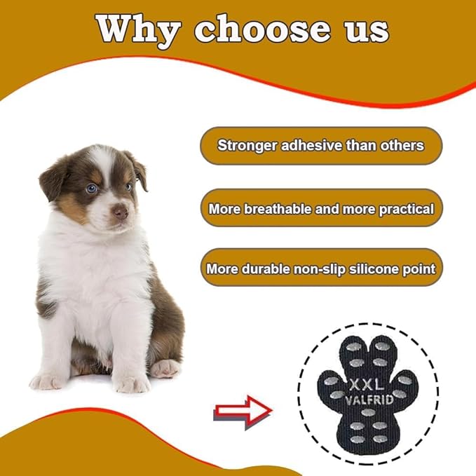 ‌VALFRID Dog Paw Protector Pads,15 Sets-60 Pads Anti-Slip Grips for Hardwood Floors,Best for Hot Pavement,Strong Self-Adhesive Traction Stickers for Senior Dog Essentials Black XL