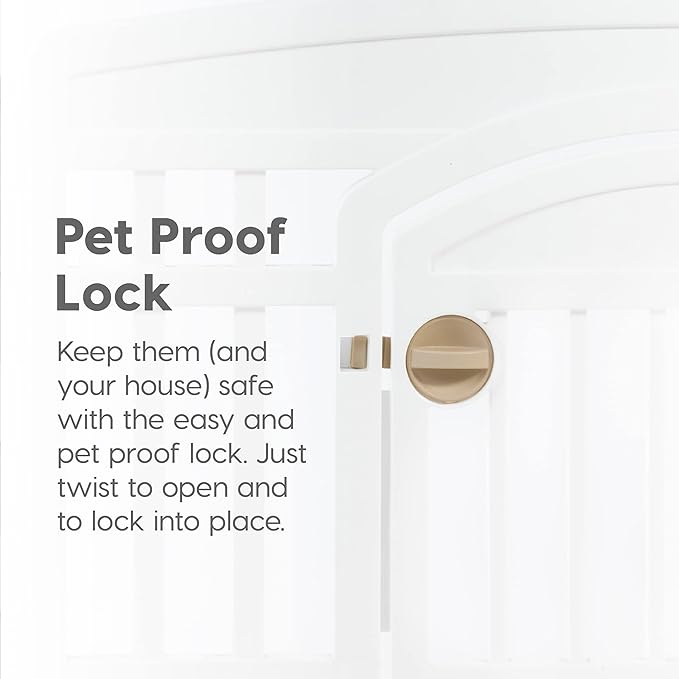 IRIS USA 34" 8-Panel Dog Playpen with Door, 63 x 63 x 35, Puppy Playpen, Dog Play Pen Indoors, Pet Fence, Puppies/Small Dogs, White