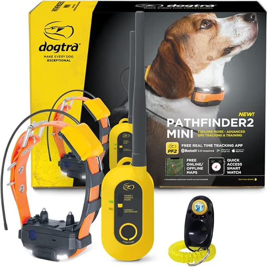 Dogtra Pathfinder 2 Mini - 4 Mile GPS Tracker Dog Hunting Training Collar with Remote, Rechargeable E-Fence Training Collar for Small Medium Large Sport Hunting Dogs, Electric Collar for Professionals