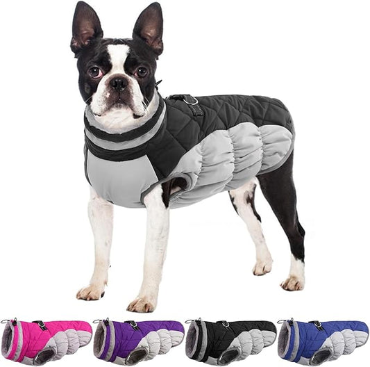 Small Dog Coat,Dog Jackets for Small Dogs,Warm Winter Jacket, Puppy Coat with Harness Built in,Waterproof Dogs Jacket,Puppy Cold Weather Coats,Winter Clothes Snowsuit Shih Tzu Bichon,Black