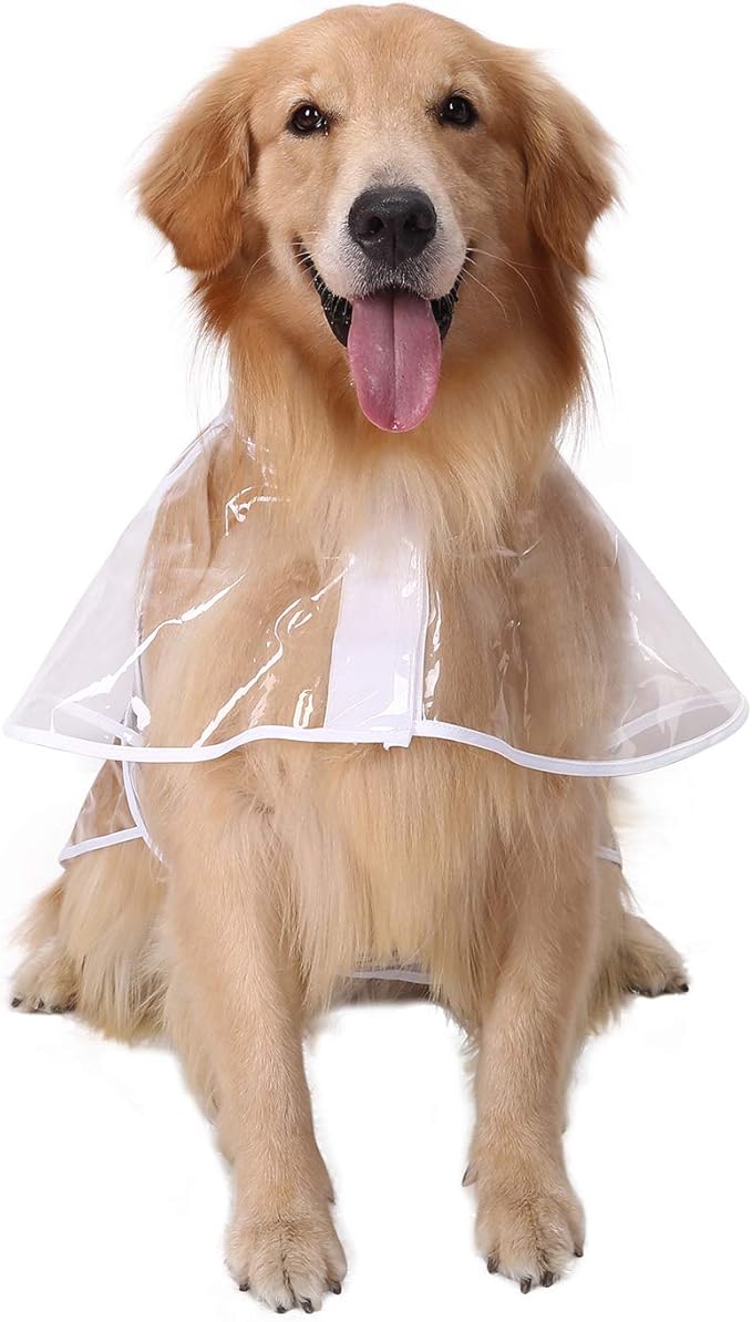 HDE Dog Raincoat Jacket Reflective Adjustable Hooded Pet Poncho Rain Coat with Leash Hole for Small to X-Large Dogs Clear - L