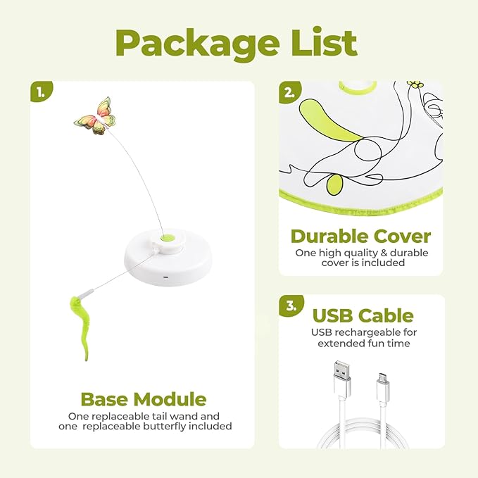 ALL FOR PAWS 2 in 1 Cat Wand Toy - Hide-N-Seek & Flutter with Butterfly Spinner & Moving Feather for Indoor Cats