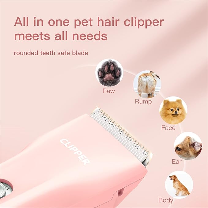 Dog Cat Home Hair Clipper Portable Electric Pet Grooming Kits,Pink,TS006