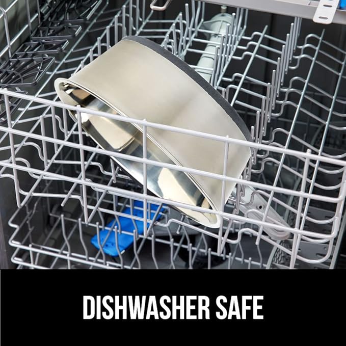 GORILLA GRIP Set of 2 Dog Bowls, Holds 4 Cups (32 fl oz), Heavy Duty Metal Food and Water Bowl for Feeding Dogs and Cats, Dishwasher Safe, Rust Resistant Stainless Steel, BPA Free Rubber Base, Gray