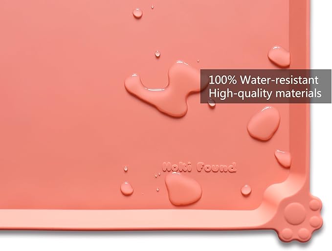 Hoki Found L Silicone Non Slip Pet & Cat Dog Feeding Tray - Waterproof & Pet Water Mats for Carpet - Burnt Coral