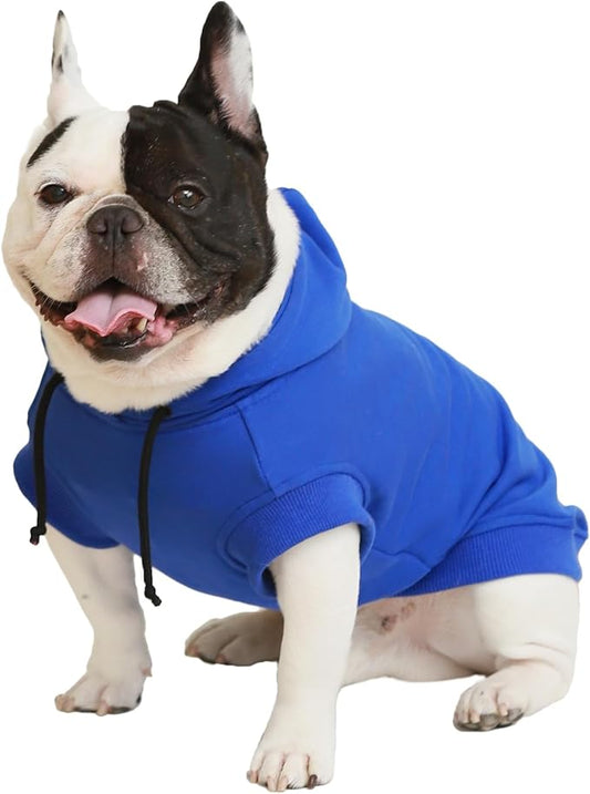 IECOii Medium Dog Sweatshirt with Hood, Spring & Fall Dog Clothes for Medium-Sized Dogs, Blue