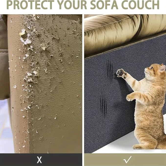 Cat Scratch Furniture Protector, Couch Cat Scratcher Mat - Wall Sticky Scratch Play Mat (Grey, 78.7"x15.8")