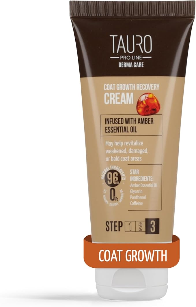 Tauro Pro Line Coat Growth Recovery Cream for Dogs & Cats – Strengthens Hair Roots & Boosts Regrowth – Dog & Cat Moisturizer for Thinning Fur, Shedding & Post-Surgery Care (Derma Care 2.5 Fl Oz)