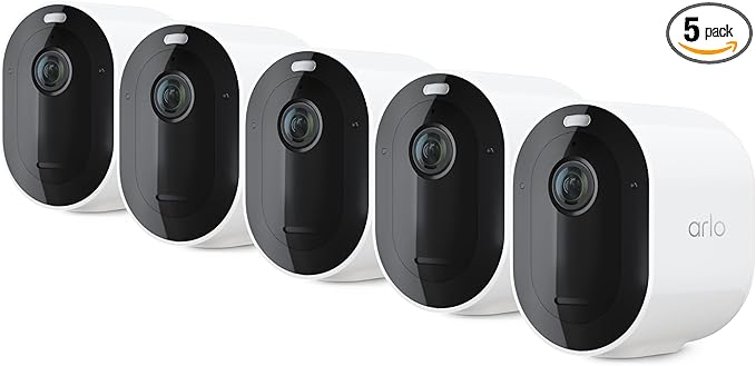 Arlo Pro 5S Spotlight Security Camera 2K HDR | Outdoor | Wireless with Spotlight | Dual-Band Wi-Fi Connects to Strongest Network|12X Zoom, 2-Way Audio, Color Night Vision,Live Stream(White, 5 Cameras)