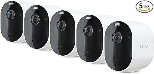Arlo Pro 5S Spotlight Security Camera 2K HDR | Outdoor | Wireless with Spotlight | Dual-Band Wi-Fi Connects to Strongest Network|12X Zoom, 2-Way Audio, Color Night Vision,Live Stream(White, 5 Cameras)