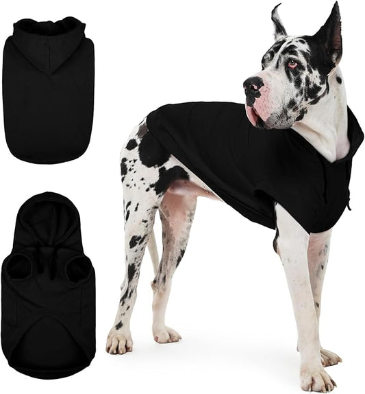 IECOii Dog Hoodie for Large Dogs, Big Dog Clothes with Hood for Extra Large Dogs Fall Sweatershirt Hoodies,Ropa para Perros Grandes Saint Bernard Great Dane Sweater, Black, 4XL (No Fleece Lined)