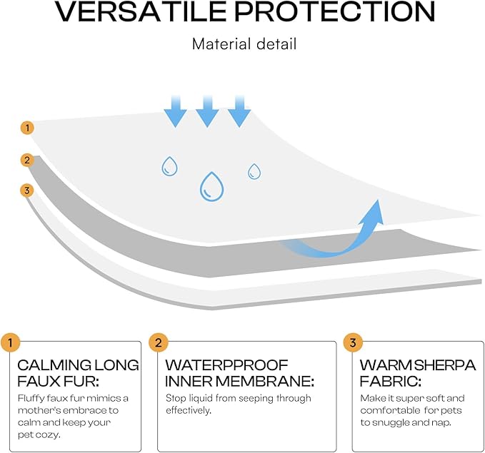 Luciphia Large Waterproof Dog Blanket for Pet Washable Liquid Proof Bed Intimacy Protection Shaggy Plush Calming Long Faux Fur Couch Cover Calming Cat Throw Blankets, Tie-dye Grey, 60" x 80"