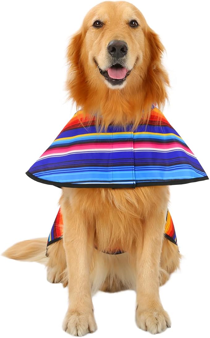 HDE Dog Raincoat Jacket Reflective Adjustable Hooded Pet Poncho Rain Coat with Leash Hole for Small to X-Large Dogs Baja Stripes - XL